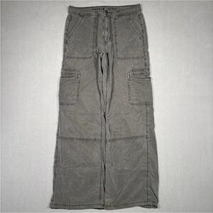 American Eagle Pants Womens 4 Olive Green Cargo Utility Baggy Wide Leg Relaxed
